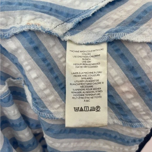 Free People Bop Around Romper Blue and White Striped - Picture 5 of 6